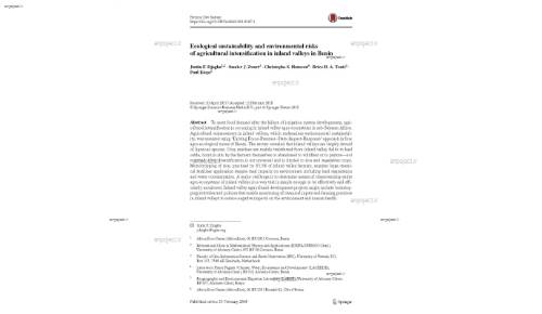 Ecological sustainability and environmental risks of agricultural intensification in inland valleys in Benin